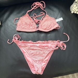ASOS Pink Crochet Bikini Set